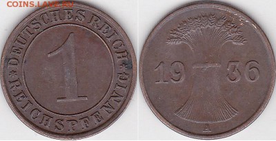 22:00 - 1 райхпфенниг 1936 г. (A)
