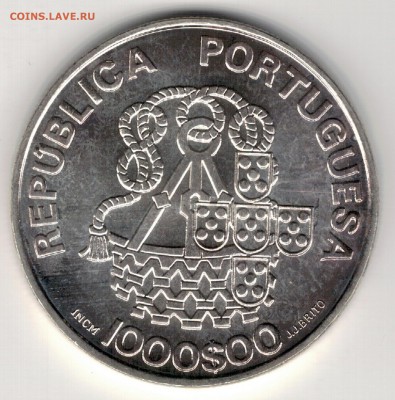 Ag ПОРТУГАЛИЯ 1000 ЭСКУДО 1998 ЦЕРКОВЬ 11.09 В 22Ч (9646) - 5-пор-миз1