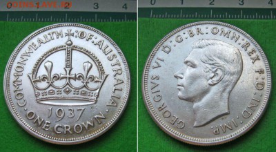 Серебряные иностранные монеты - 1 крона 1937