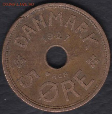 Дания 5 эре 1927 HCN до 12.09.2014 22-00 - Дания 5 эре 1927 а