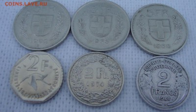5 франков 3 шт.,  2 франка 3 шт. - 774