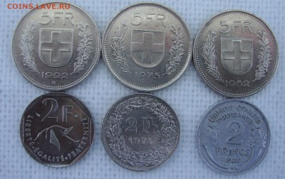 5 франков 3 шт.,  2 франка 3 шт. - 773