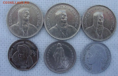 5 франков 3 шт.,  2 франка 3 шт. - 771