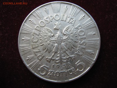 ПОЛЬША 5 злотых 1938. Пилсудский. Редкий год. - Изображение 12069