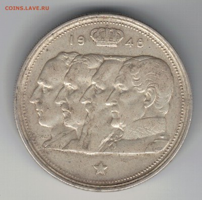 Ag БЕЛЬГИЯ 100 ФРАНКОВ 1948 ДО 18.09.14 В 22.00МСК (9577) - 5-бел1948