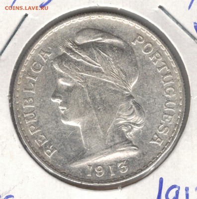 Ag ПОРТУГАЛИЯ 50 СЕНТАВО 1913 ДО 18.09 В 22.00МСК (9856) - 5-порт50с13