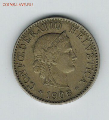 Швейцария 5 раппенов 1906 до 16.09.2014   22-00 - 1 15