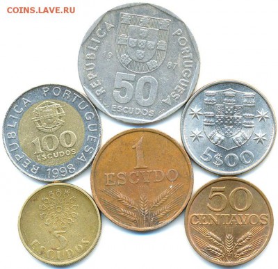 6 португальских монет 1971 - 1998; до 16.09_22.00мск - 8311