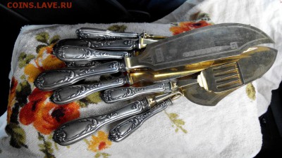 Шикарный комплект вилки,ножи,лопатки с серебр. ручками 84 пр - 5887751