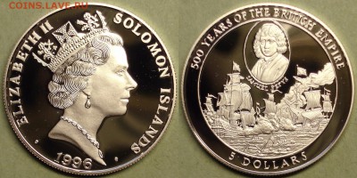 Монеты с Корабликами - 1996 5 долларов Samuel Pepys