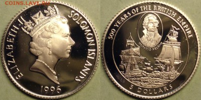 Монеты с Корабликами - 1996 5 долларов Нельсон