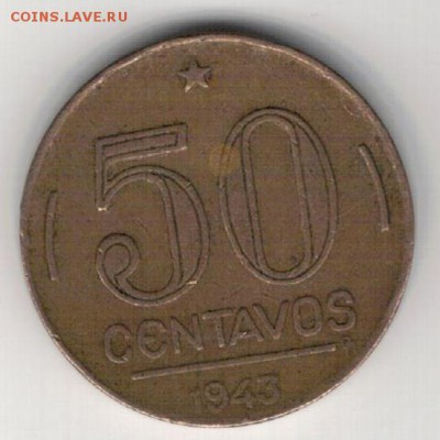 Бразилия 50 сентаво 1943 до 22.09.14 в 22.00мск (7670) - 4-бр50с43а