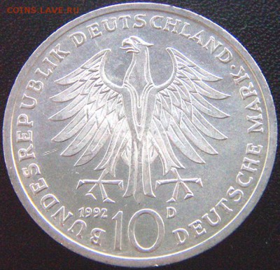 ФРГ_памятные 10 марок 1992(D). Серебро; до 19.09_22.02мск - 8706