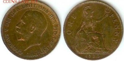 Великобритания 1 пенни 1930, до 21.00 мск 25.09.2014 - Великобритания  1 пенни 1930