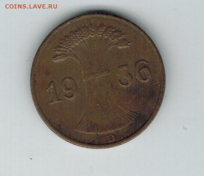 Германия 1 рейхпфенниг 1936 D до 22.09.2014   22-00 - 1 24