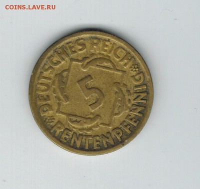 Германия 5 рентенпфеннигов 1924 D до 22.09.2014   22-00 - 1 10