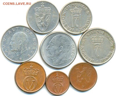 8 норвежских монет 1957 - 1981; до 20.09_22.00мск - 8328