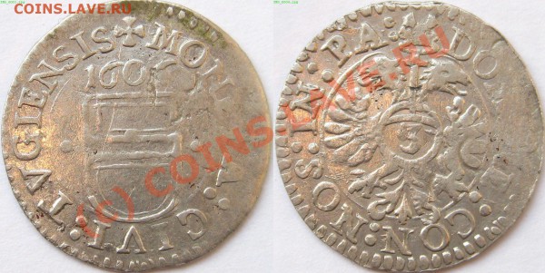две швейцарские монетки - 3 крейцера 1606