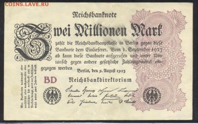 Германия 2000000 марок 1923 г.До 23.09.14 г. 22-00 МСК. - Герм. 2000000 м. 1923