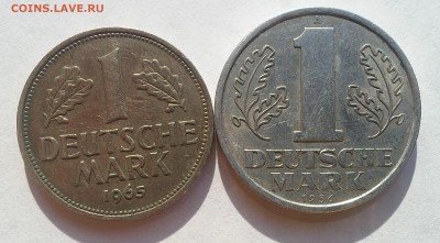 1 DEUTSCHE MARK ФРГ(1965) + ГДР (1956) до 25.09.14 22-20 - марки