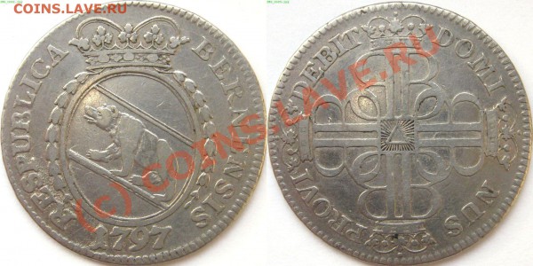 две швейцарские монетки - четверть талера 1797