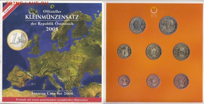 Наборы монет ЕВРО и других стран, иностранные монеты - Австрия 2008 (1)