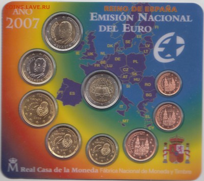 Наборы монет ЕВРО и других стран, иностранные монеты - Испания 2007 (2)