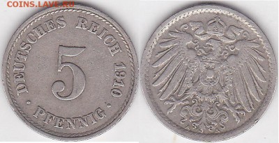 22:00 - 5 пфеннига 1910 г. (A)