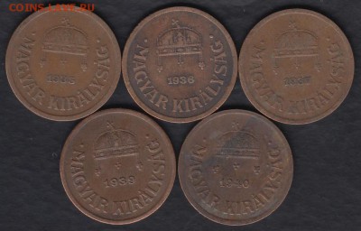 ФИКС! Венгрия 2 филлера 1935-1940 до 30.09.2014 22-00 - Венгрия 2 филлера 5 монет 1935-1940 р