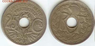 Франция 25 сантим 1931 до 21.00 мск 04.10.2014 - Франция-25 сантимов 1931г