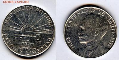 Куба 1953г 1 песо 100 лет-рождение Х.Марти.до03.10. в 21.30 - CoinsHere940