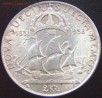 Швеция_памятные 2 кроны 1938. Серебро; до 28.09_22.04мск - 8516