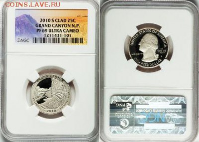 США 2010г 25C Yellowstone National Park Clad PR69 до04.10. - 2010-SB25C Q Yellowstone National Park Clad PR69 Ultra Cameo NGC