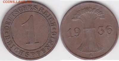 22:00 - 1 рейхспфенниг 1936 г. (A)