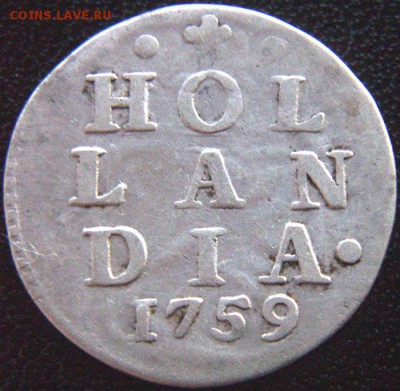 Нидерланды. Голландия_2 стювера 1759. Ag; до 02.10_22.04мск - 8439