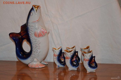 фарфоровые рыбы графины и стопки. Оценка. - 880277990