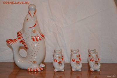 фарфоровые рыбы графины и стопки. Оценка. - 880280748