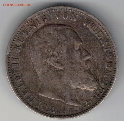 ГЕРМАНИЯ (ВЮРТЕМБЕРГ) З МАРКИ 1908F 09.10.14 В 22.00 (9908) - 5-гер3м08