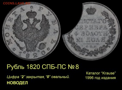 Результаты Sincona # 2 - 010 Рубль 1820 СПБ-ПС №8 Краузе