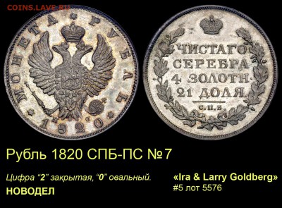 Результаты Sincona # 2 - 009 Рубль 1820 СПБ-ПС №7 Голдберг новодел