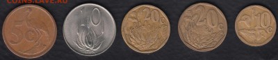 ЮАР 5-20 центов 5 монет до 08.10.2014 22-00 - ЮАР 5 монет а