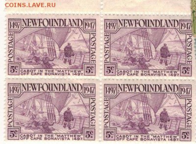 Блок марок Ньюфаундленда (Канада) 1947 до 13.10 в 22ч (А14) - 2-ньюф