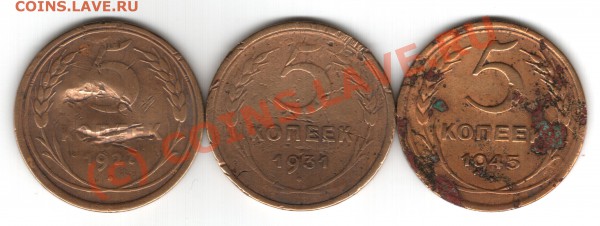 5коп 1927, 1931, 1945гг убит с 200 26.04.10(22-00МСК) - 5коп27,31,45рев