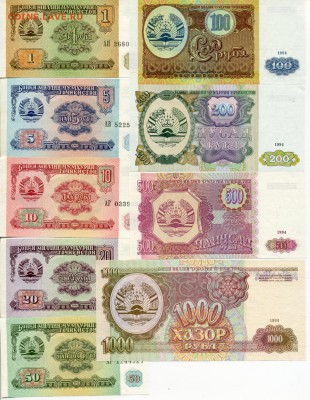 Таджикистан, 1-1000 р. 1994 UNC до 12 окт. 2014 г. 22-00 мск - img523800