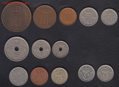 Норвегия 1 - 50 эре 13 монет до 11.10.2014 22-00 - Норвегия 13 монет р