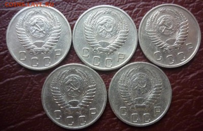 10 копеек 1950 1954 1955 1956 с рубля - 10 копеек 5 шт.JPG