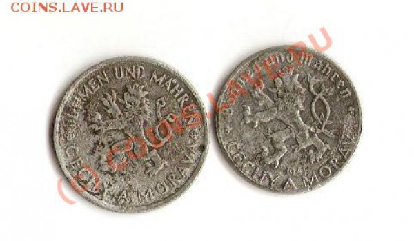 2-е монеты аккупационной чехии.до 21.04.2010 в 22-00 по мск - чехия 1941