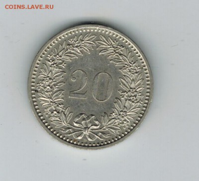 Швейцария 20 раппенов 1991 до 02.10.2014   22-00 - 1 2