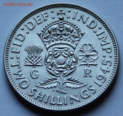 Англия 2 шиллинга 1945. Серебро. - 6