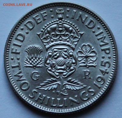 Англия 2 шиллинга 1945. Серебро. - 5